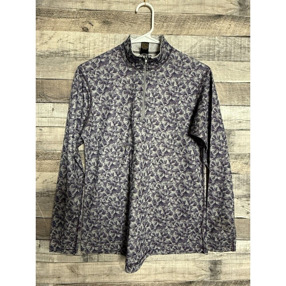 REI Purple Floral Base Layer Long Sleeve 1/4 Zip Shirt, Women's Medium